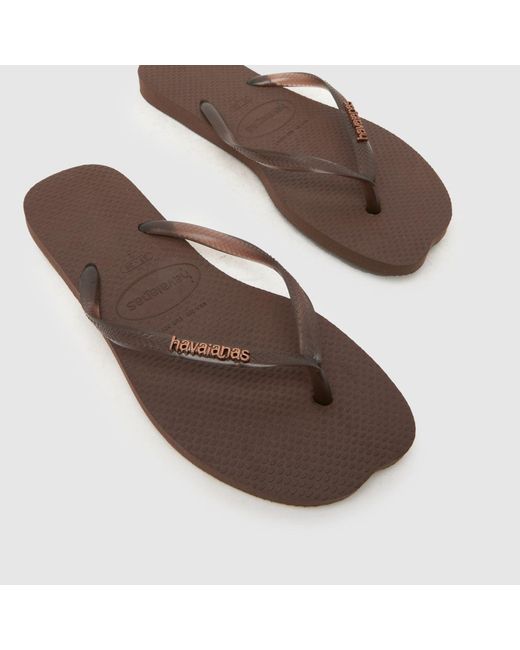 Havaianas Brown Slim Split Sandals