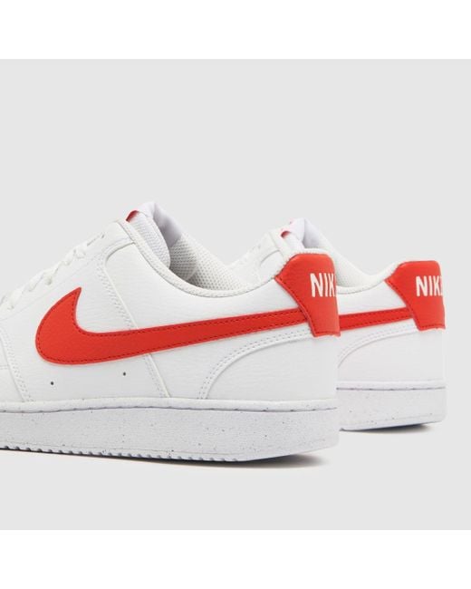 Nike Court Vision Low Next Nature Trainers In White & Red for men