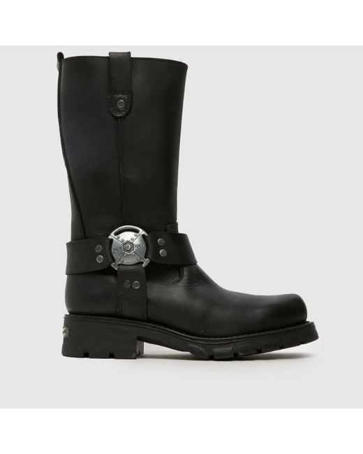 New Rock Black High Biker Boots
