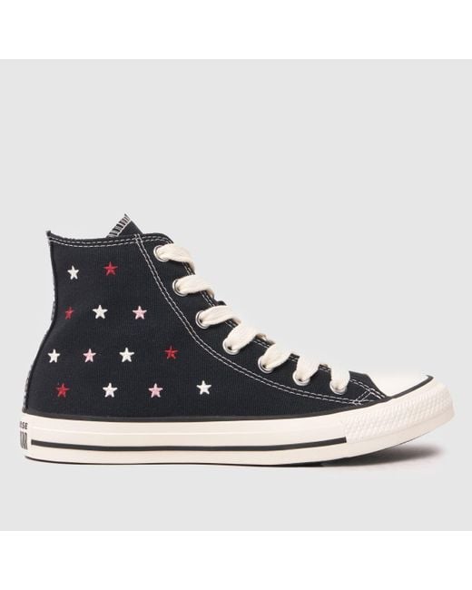 Converse Black All Star Hi Embroidered Stars Trainers
