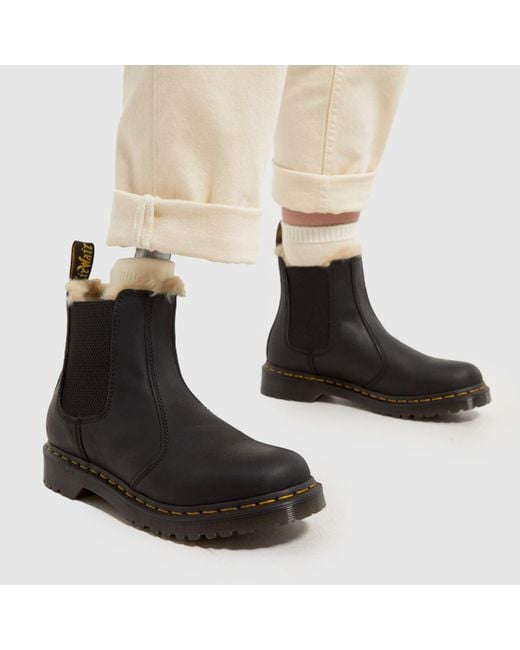 Dr. Martens Black Leonore Fur Lined Chelsea Boots, (Eu 36)