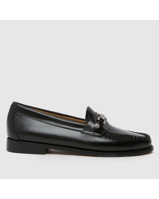 G.H.BASS Black Weejuns Western Bit Loafer Flat Shoes In