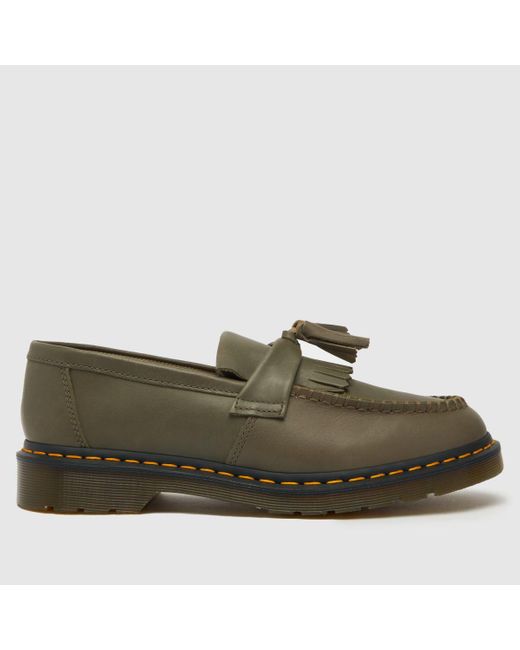 Dr. Martens Green Adrian Yellow Stitch Loafer Shoes In for men