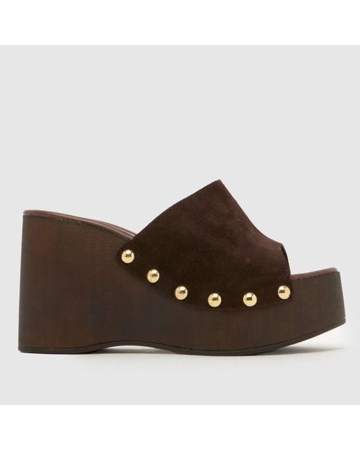 Schuh Brown Vixen Suede Wedge Clog Sandals