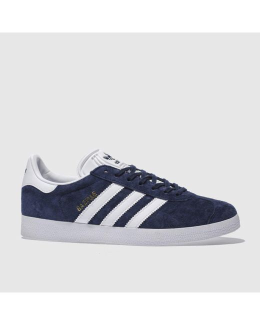 Adidas Blue Gazelle Trainers In Navy & White for men