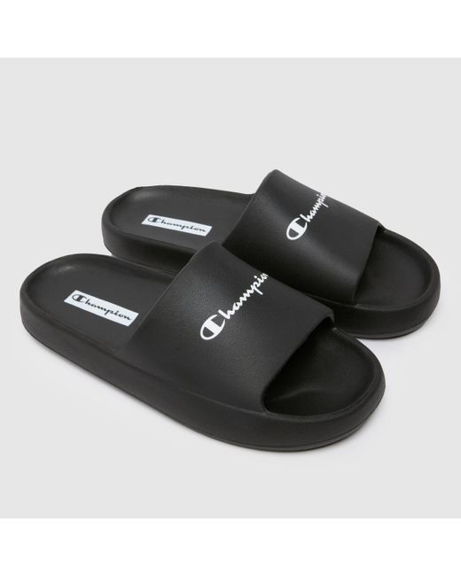 Champion Black Soft Slipper Slide Sandals In for men
