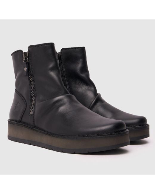 Fly London Black Riwi Zip Boots In