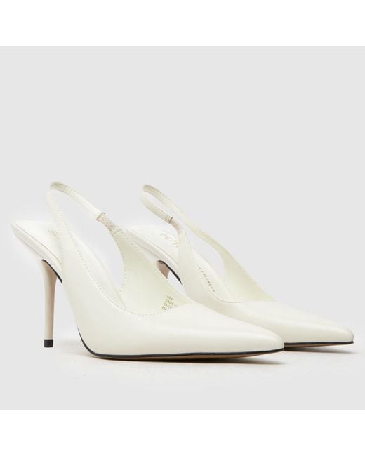 Schuh White Sade Heeled Slingback Court High Heels