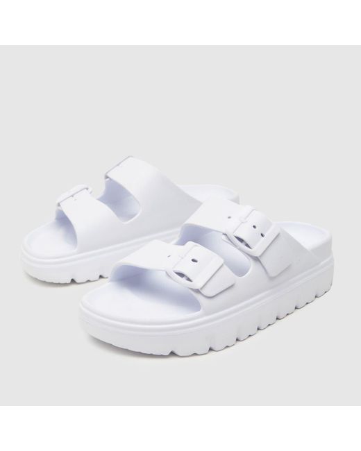 Schuh White Tilda Double Strap Footbed Sandals In