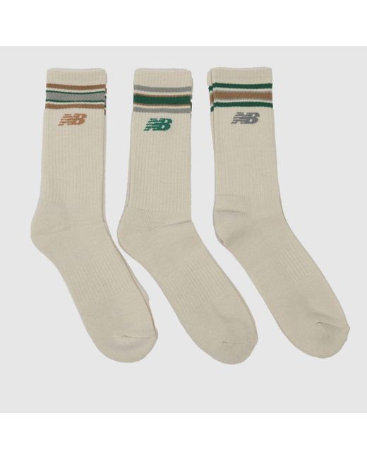 New Balance Green Stripe Logo Socks 3 Pack