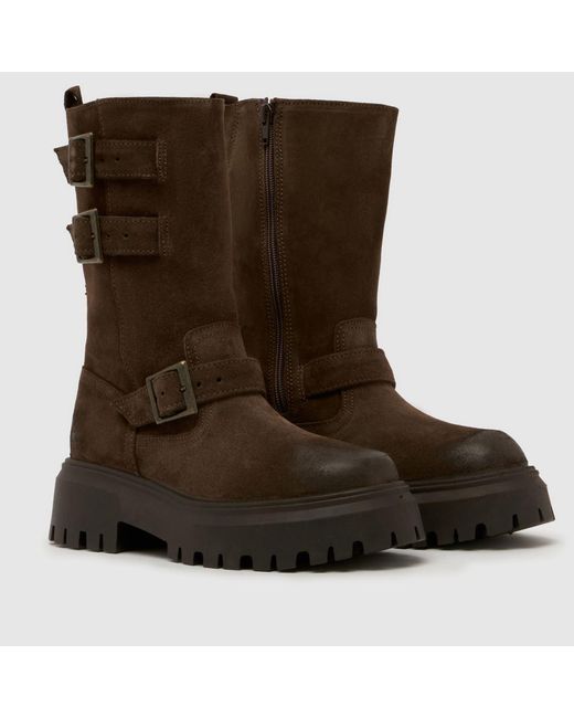 Schuh Brown Danbury Suede Biker Boot Boots