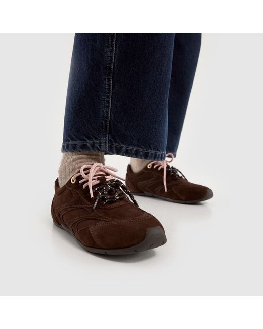 Schuh Brown Mindy Suede Lace Up Trainers