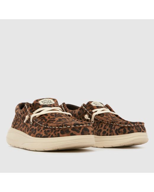 HeyDude Brown Wendy Comf Suede Trainers