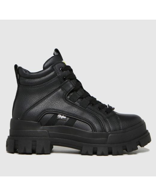 Buffalo Black London Aspha Mid Boots