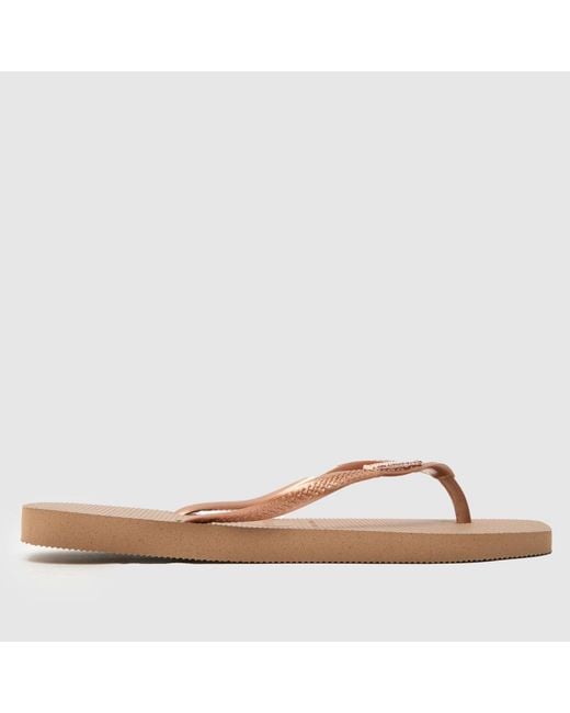 Havaianas Natural Slim Square Logo Metallic Sandals