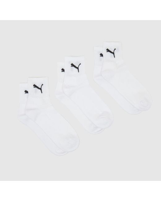 PUMA White Short Crew Socks 3 Pack