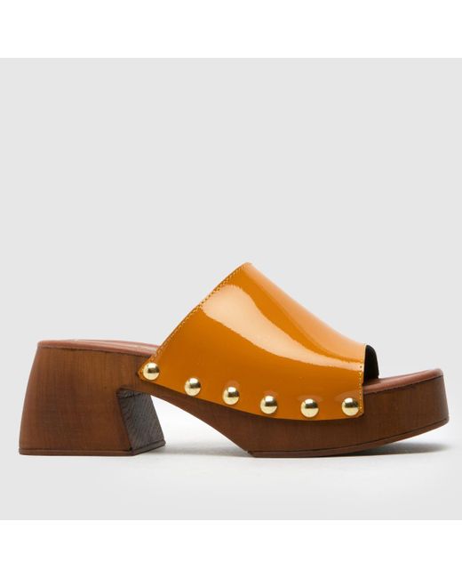 Schuh Brown Via Leather Clog Sandals