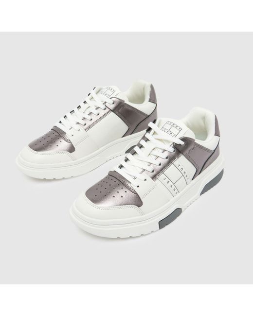 Tommy Hilfiger White Tommy Jeans The Brooklyn Metallic Trainers In