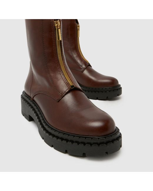Schuh Brown Amber Leather Zip Boots