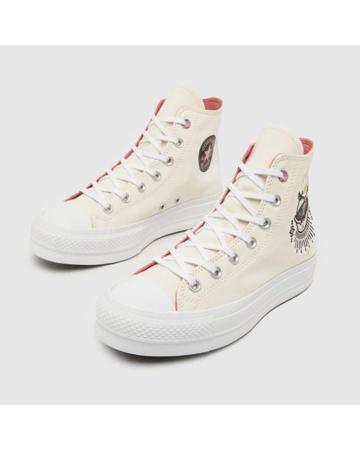 Converse White All Star Lift Hi Boho Trainers In