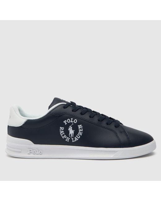 Polo Ralph Lauren Blue Heritage Court Trainers In Navy & White for men