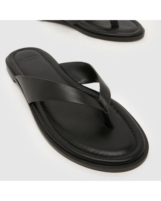Schuh Black Thailand Leather Toe Post Sandals