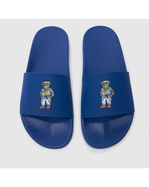 Polo Ralph Lauren Blue Bear Slide Sandals In for men