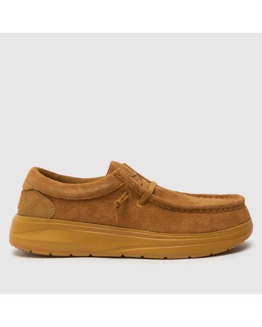 HeyDude Brown Wally Comf Suede Trainers for men