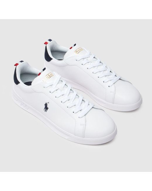 Polo Ralph Lauren White Heritage Court Trainers for men
