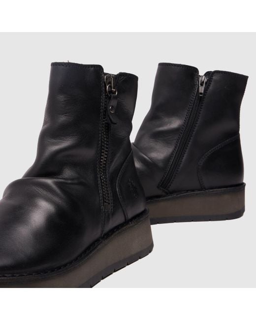 Fly London Black Riwi Zip Boots In