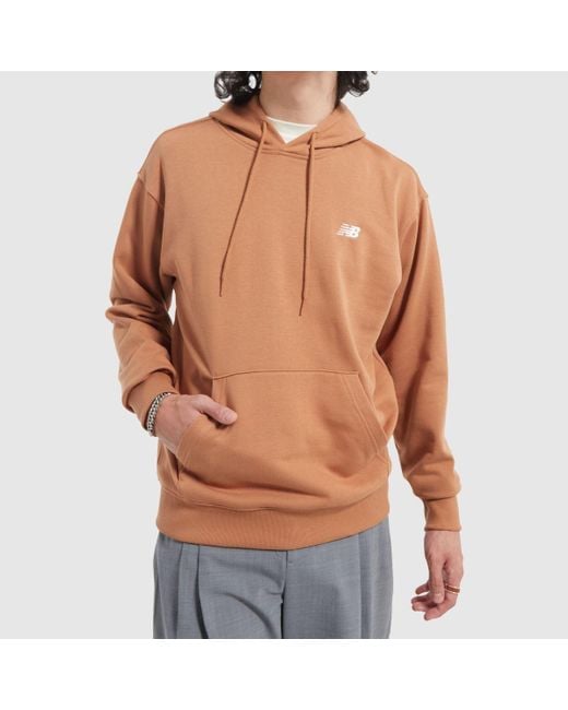 New Balance Orange Small Logo French Terry Hoodie In for men