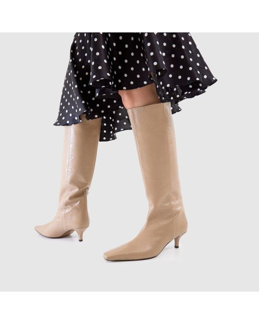 Schuh Brown Darce Leather Wide Leg Knee Boots