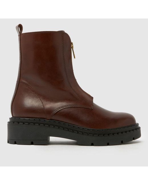 Schuh Brown Amber Leather Zip Boots