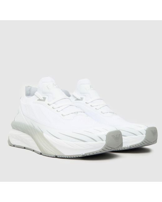 EA7 White Crusher Sonic Knit Sneaker Trainers In for men