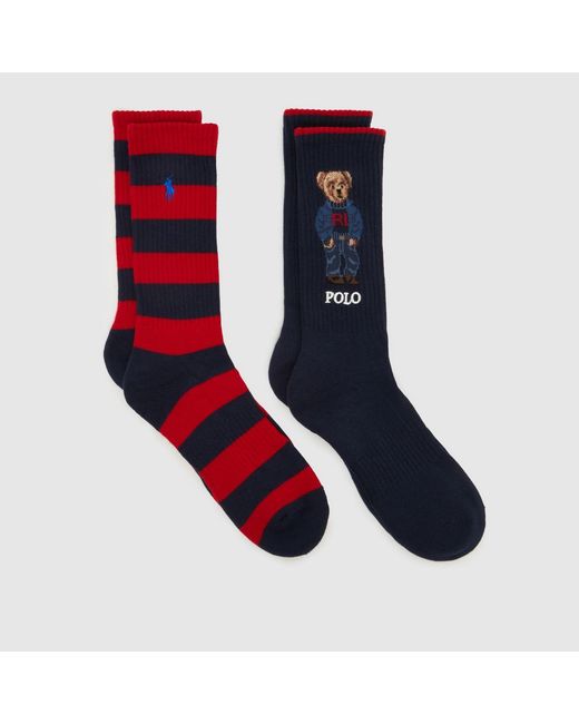 Polo Ralph Lauren Blue Bear Crew Socks 2 Pack