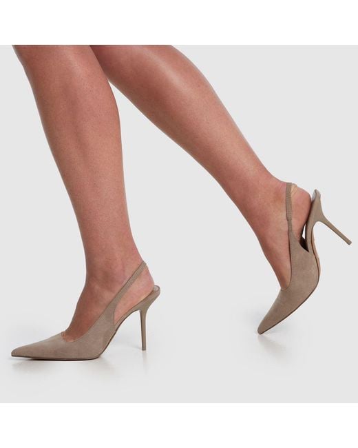 Schuh White Sade Slingback Court High Heels
