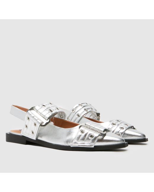 Steve Madden White Grand Ave Buckle Flat Shoes In