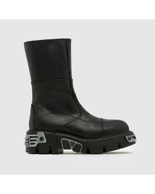 New Rock Black Calf Boots