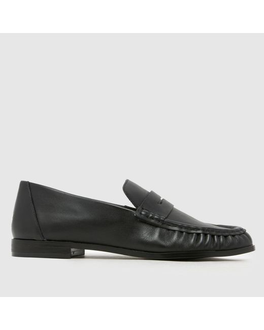 Schuh Black Lewis Leather Ruched Loafer Flats