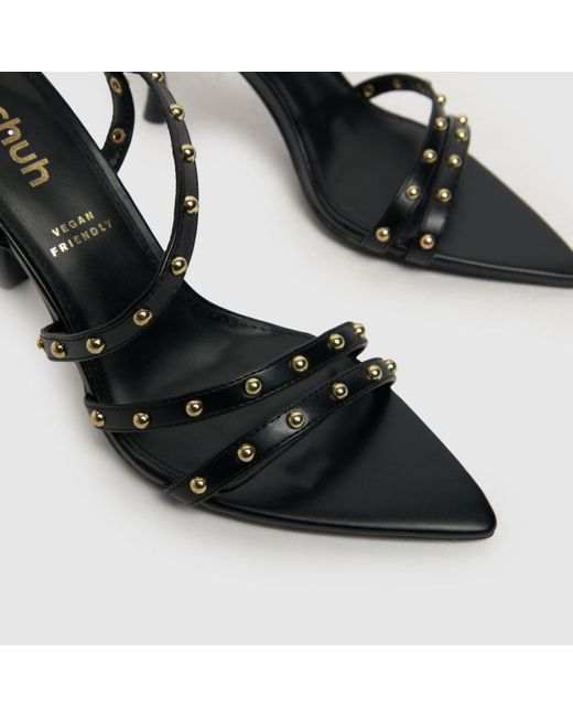 Schuh Black Ladies Sol Studded Strappy High Heels