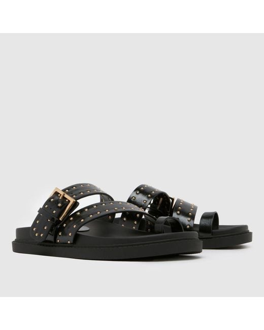 Schuh Black Tarha Studded Footbed Sandals