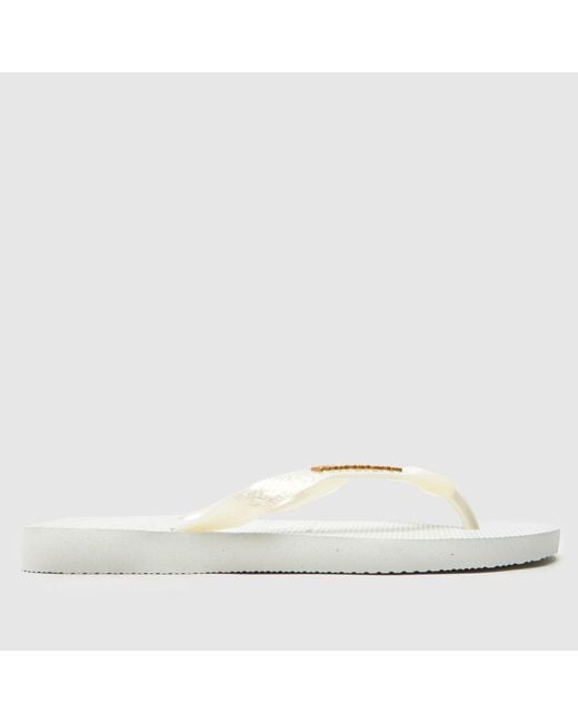 Havaianas White Logo Metallic Flip Sandals