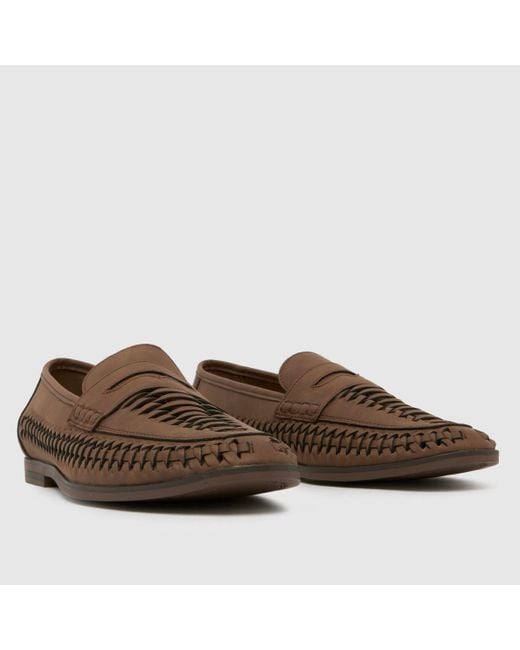 Schuh Brown Reem Woven Loafer Shoes for men