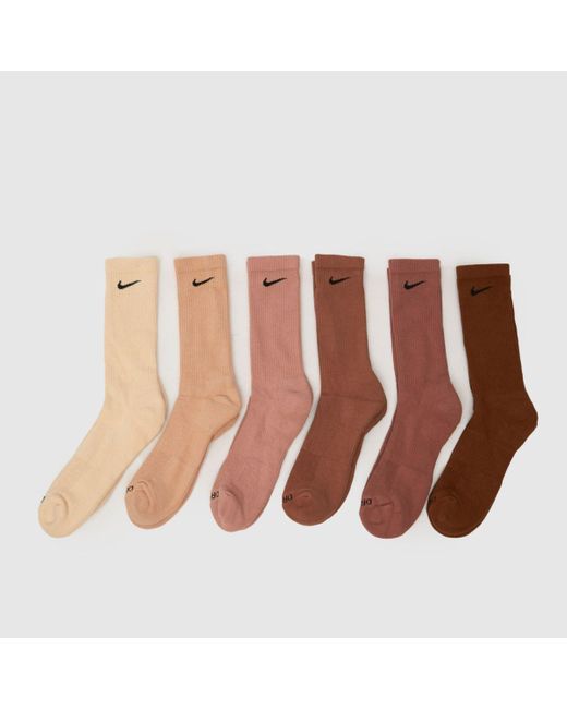 Nike Brown Crew Socks 6 Pack
