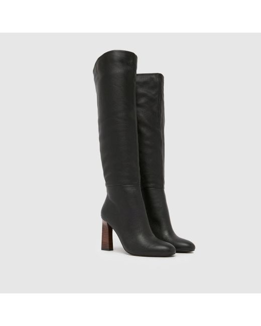 Schuh Black Draya Leather Knee High Boots