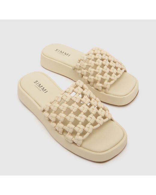 SIMMI Natural Elena Raffia Slide Sandals