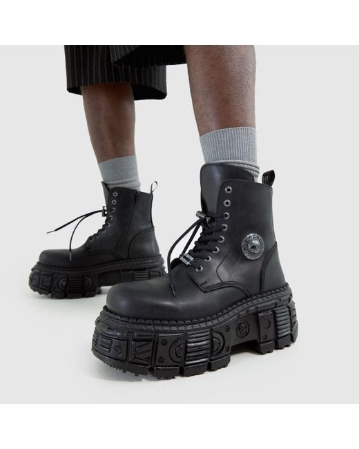New Rock Black Tank Boots for men