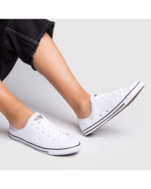 Leeuw potlood niets Converse All Star Dainty Leather Trainers in White | Lyst UK