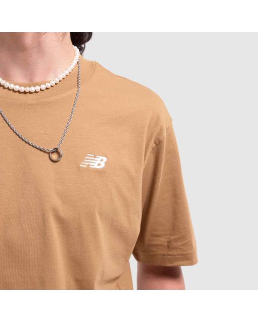 New Balance Brown Athletics Cotton T-shirt In for men