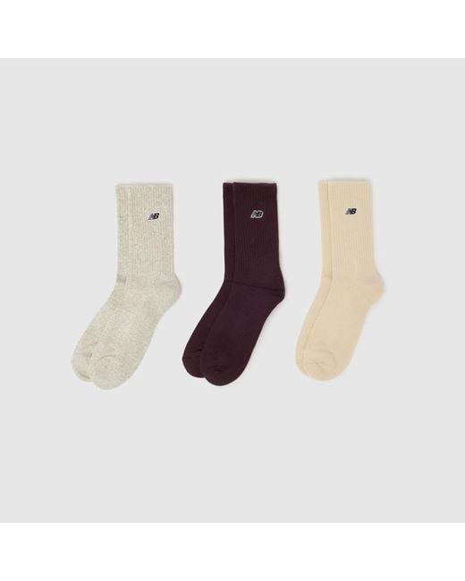 New Balance Multicolor Patch Logo Crew Socks 3 Pack